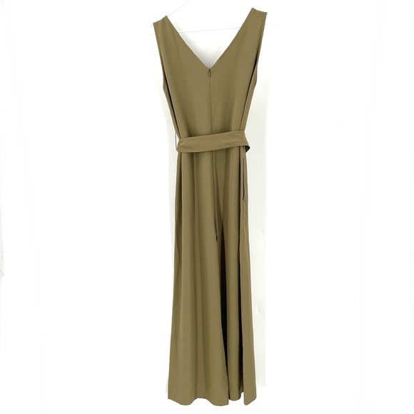 EVERLANE GoWeave Japanese Wide Leg Olive Belted Cottage Boho Comfy Luxe Jumpsuit - Picture 8 of 10